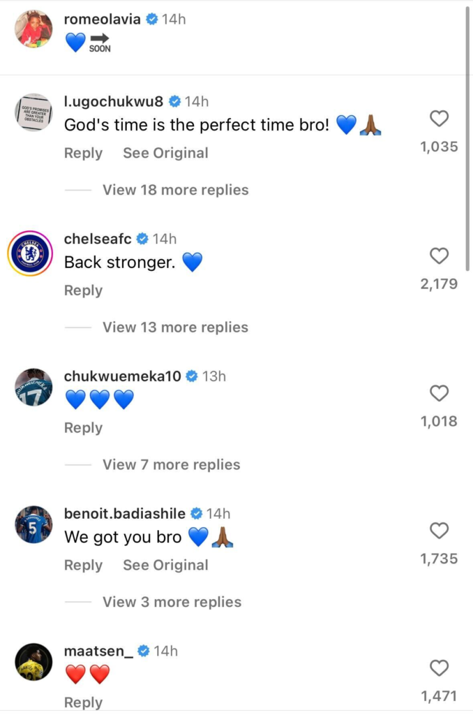Benoit Badiashile and Carney Chukwuemeka react to Romeo Lavia on Instagram Benoit Badiashile and Carney Chukwuemeka react to Romeo Lavia on Instagram