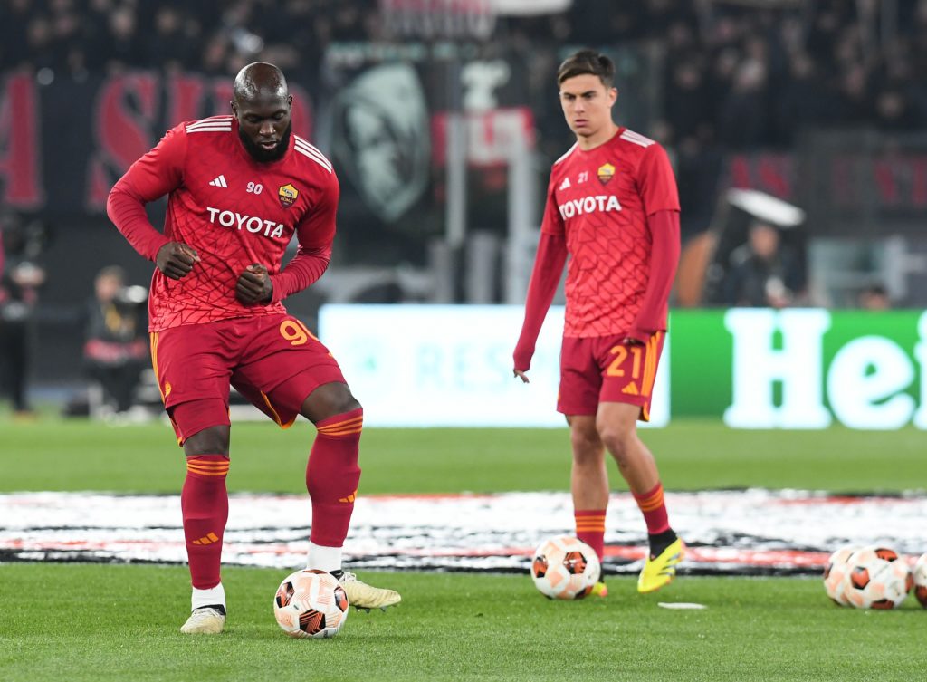 Romelu Lukaku of AS Roma in action  prior the UEFA Europa League 2023/24 Quarter-Final second leg match between AS Roma and AC Milan at Stadio Olim...