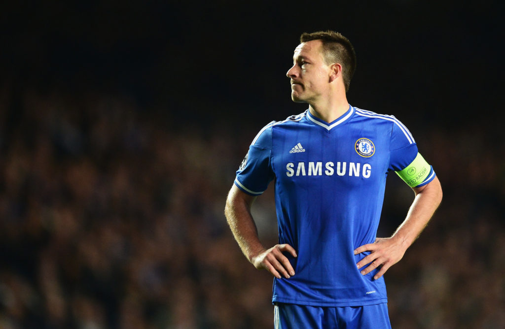 John Terry of Chelsea looks dejected during the UEFA Champions League semi-final second leg match between Chelsea and Club Atletico de Madrid at St...