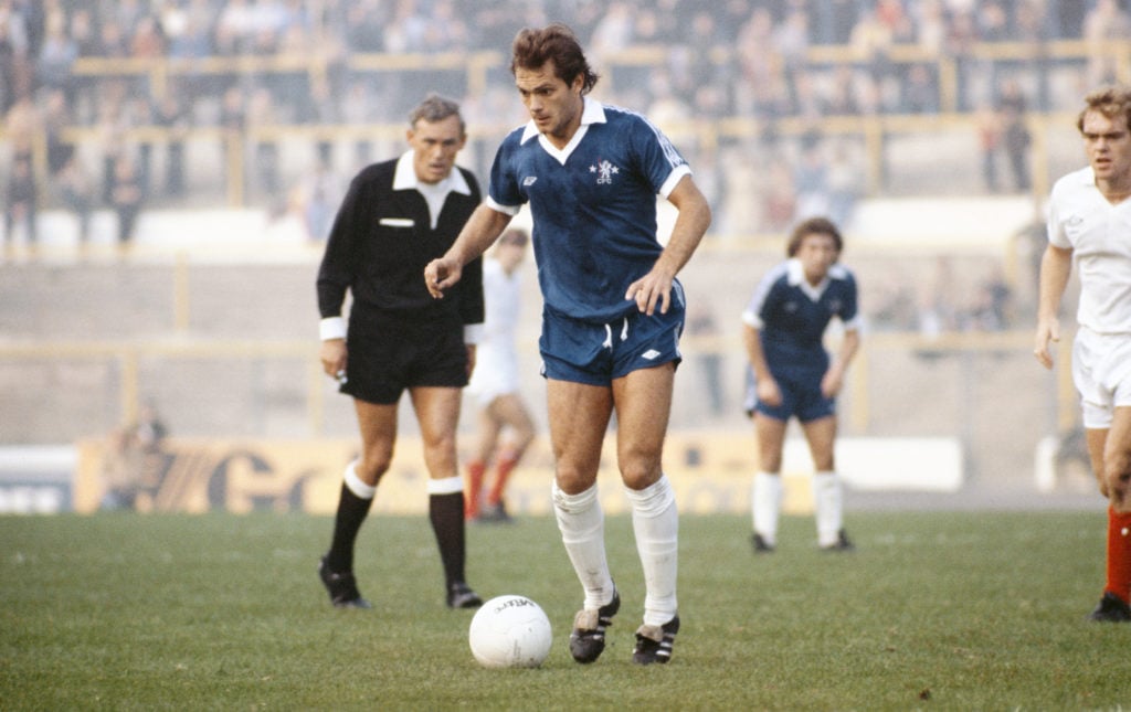 Chelsea player Ray Wilkins in action during a First Divsion match against Bolton Wanderers at Stamford Bridge on October 14, 1978 in London, Englan...