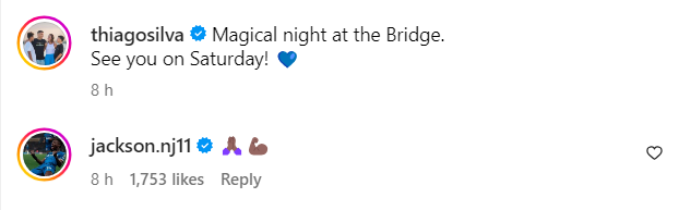 Nicolas Jackson on Thiago Silva's Instagram