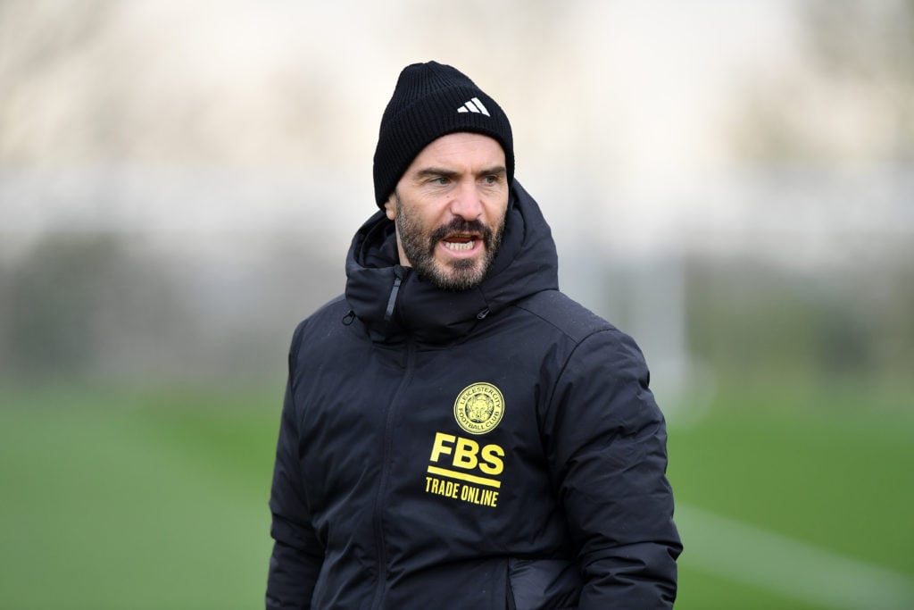 Leicester City Manager Enzo Maresca during the Leicester City Training Session at Leicester City Training Ground, Seagrave on April 24, 2024 in Lei...