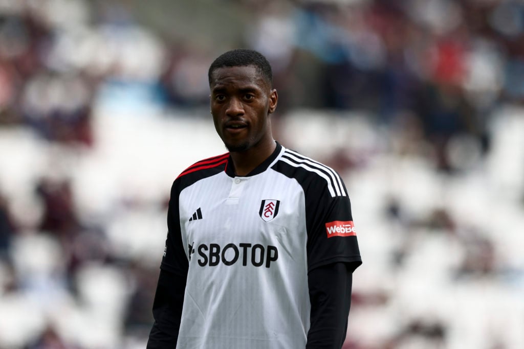 Tosin Adarabioyo of Fulham is playing during the Premier League match between West Ham United and Fulham at the London Stadium in Stratford, on Apr...