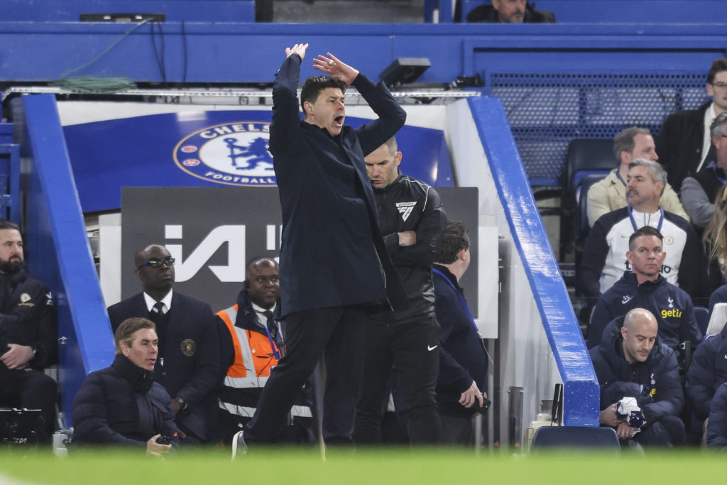 Head Coach Mauricio Pochettino of Chelsea during the Premier League match between Chelsea FC and Tottenham Hotspur at Stamford Bridge on May 02, 20...