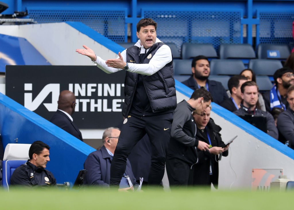 Mauricio Pochettino the head coach / manager of Chelsea  during the Premier League match between Chelsea FC and West Ham United at Stamford Bridge ...