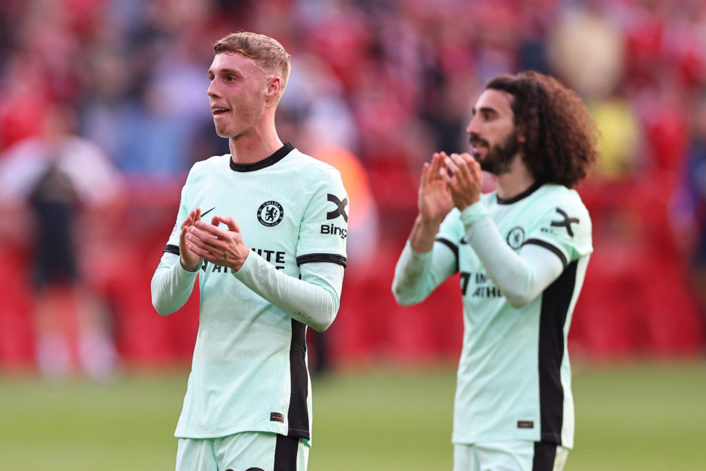 Cole Palmer of Chelsea applauds during the Premier League match between Nottingham Forest and Chelsea FC at City Ground on May 11, 2024 in Nottingh...