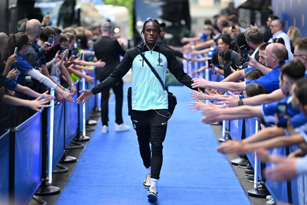Trevoh Chalobah of Chelsea arrives at the stadium prior to the Premier League match between Chelsea FC and AFC Bournemouth at Stamford Bridge on Ma...