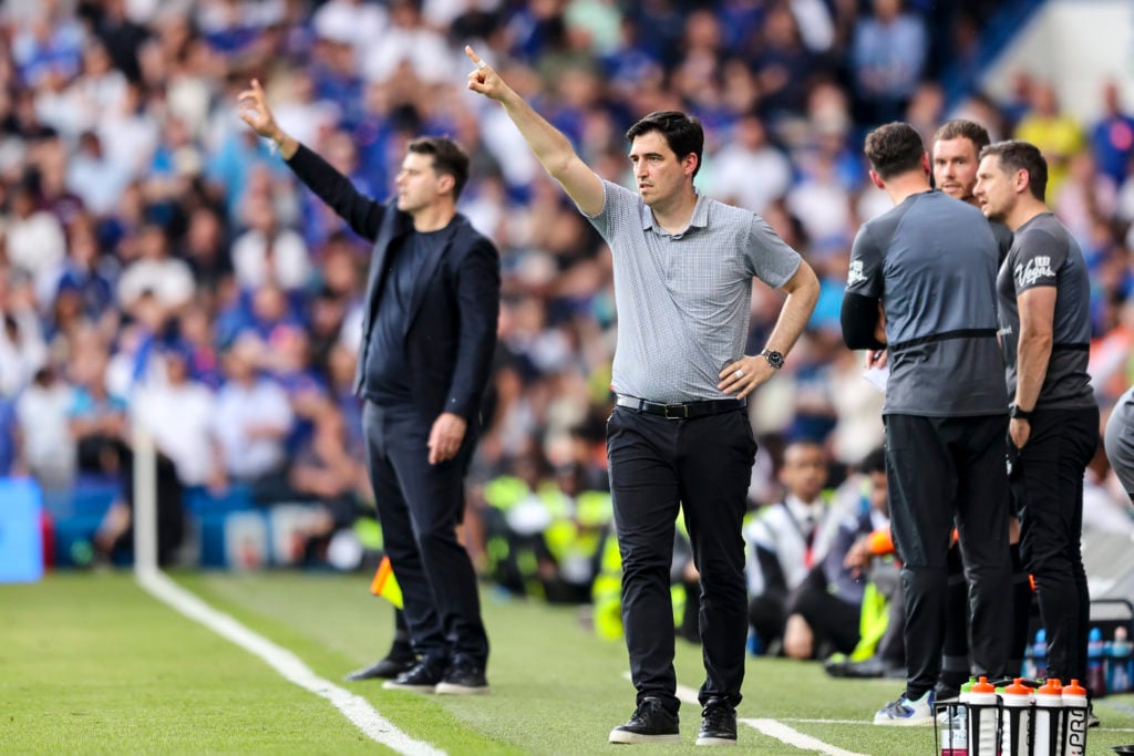 Head Coach Andoni Iraola of Bournemouth during the Premier League match between Chelsea FC and AFC Bournemouth at Stamford Bridge on May 19, 2024 i...