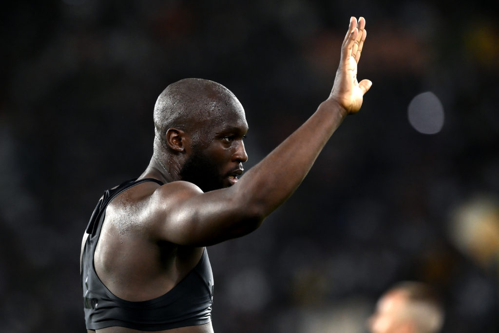 Romelu Lukaku of AS Roma celebrates his goal during the Serie A TIM match between AS Roma and Genoa CFC at Stadio Olimpico on May 19, 2024 in Rome,...
