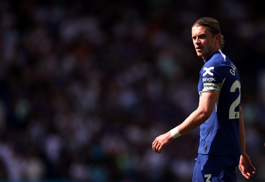 Conor Gallagher of Chelsea looks on during the Premier League match between Chelsea FC and AFC Bournemouth at Stamford Bridge on May 19, 2024 in Lo...