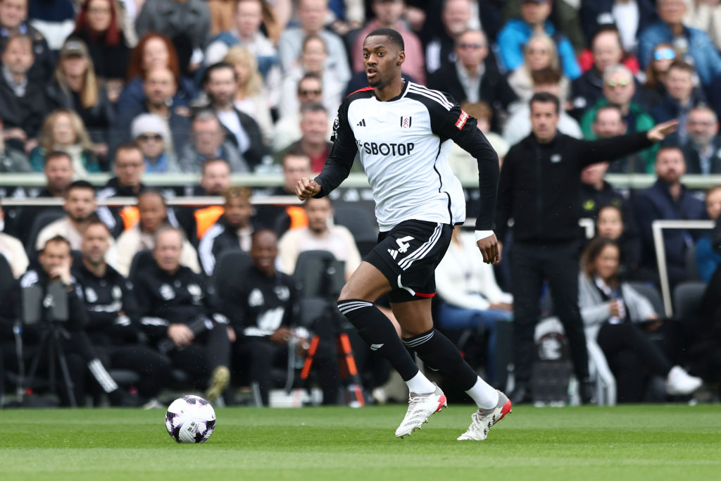 Tosin Adarabioyo of Fulham is on the ball during the Premier League match between Fulham and Newcastle United at Craven Cottage in London, on April...