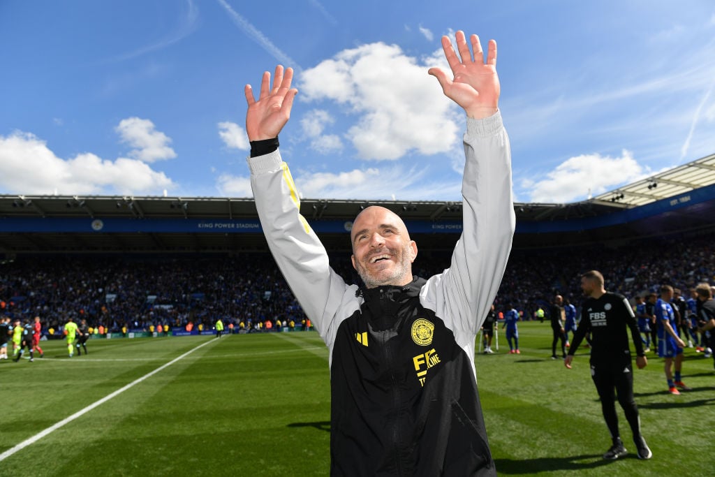 Leicester City Manager Enzo Maresca at the end of the Sky Bet Championship match between Leicester City and Blackburn Rovers at King Power Stadium ...