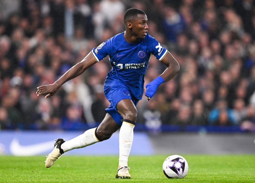 Moises Caicedo of Chelsea in action during the Premier League match between Chelsea FC and Tottenham Hotspur at Stamford Bridge on May 02, 2024 in ...