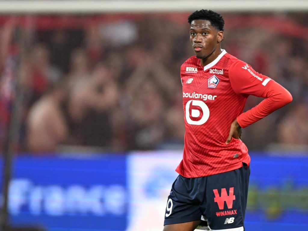LILLE - Jonathan David of Lille OSC during the French Ligue 1 match between Lille OSC and Olympique Lyonnais at Pierre-Mauroy Stadium on May 6, 202...