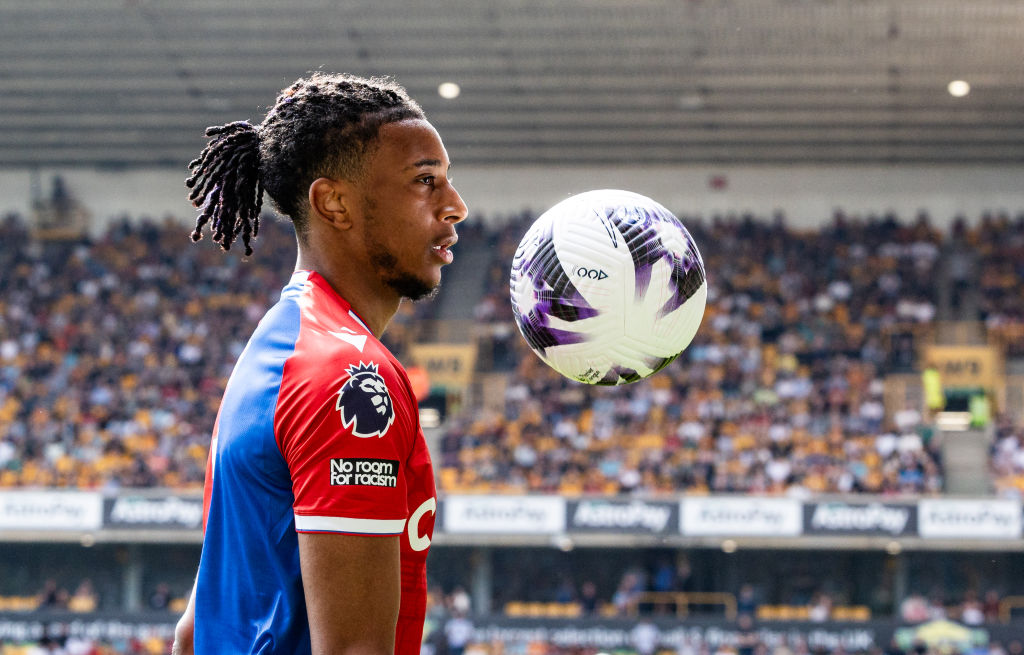 Crystal Palace's Michael Olise keeps his eye on the ball during the Premier League match between Wolverhampton Wanderers and Crystal Palace at Moli...