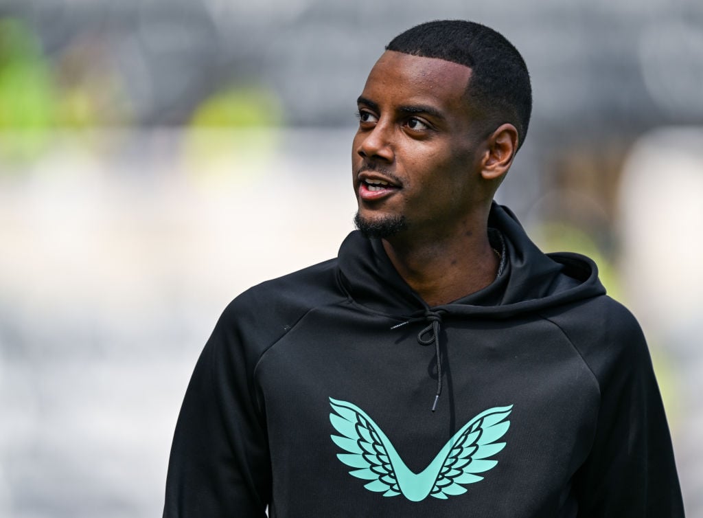 Alexander Isak of Newcastle United (14) arrives for the Premier League match between Newcastle United and Brighton & Hove Albion at St. James P...