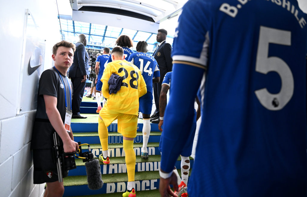 Djordje Petrovic of Chelsea walks through the players tunnel at half-time during the Premier League match between Chelsea FC and AFC Bournemouth at...