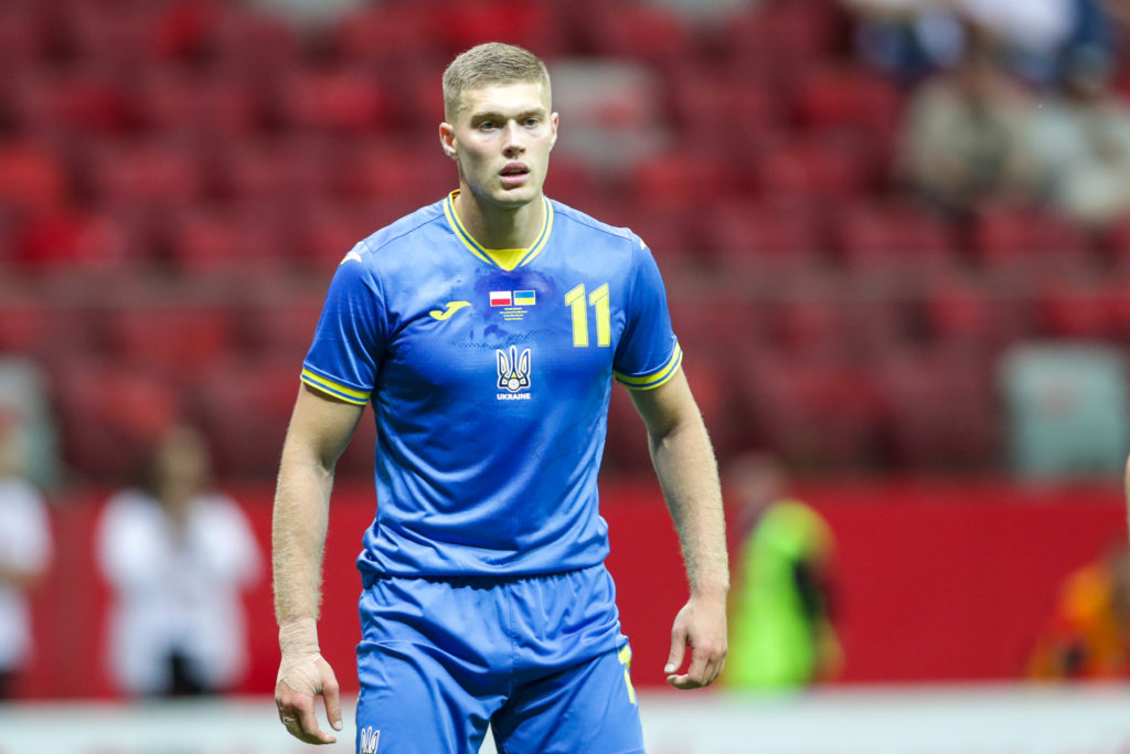 Artem Dovbyk of Ukraine seen in action during the Friendly match between Poland and Ukraine at PEG Narodowy. Final score: Poland 3:1 Ukraine.