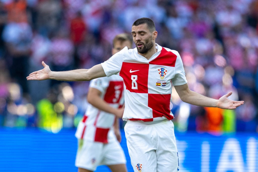 Mateo Kovacic is playing during the UEFA Euro 2024 Group B match between Spain and Croatia at the Olympiastadion Berlin in Berlin, Germany, on June...