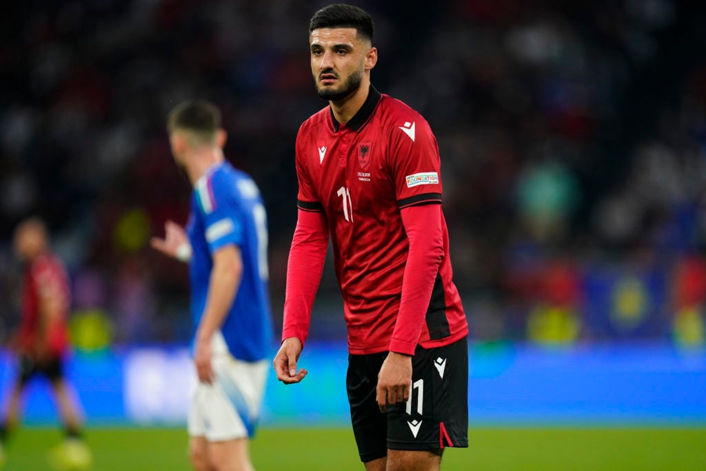 Armando Broja of Albania during the UEFA Euro 2024 match between Italy and Albania, Group B, date 1, played at BVB Stadion on June 15, 2024 in Dort...