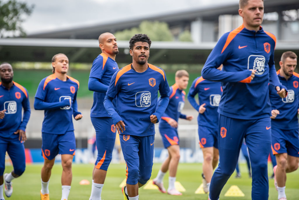 Ian Maatsen from The Nertherlands National Football Team during training ahead of the UEFA EURO 2024 Germany at AOK Stadium on June 12, 2024 in Wol...