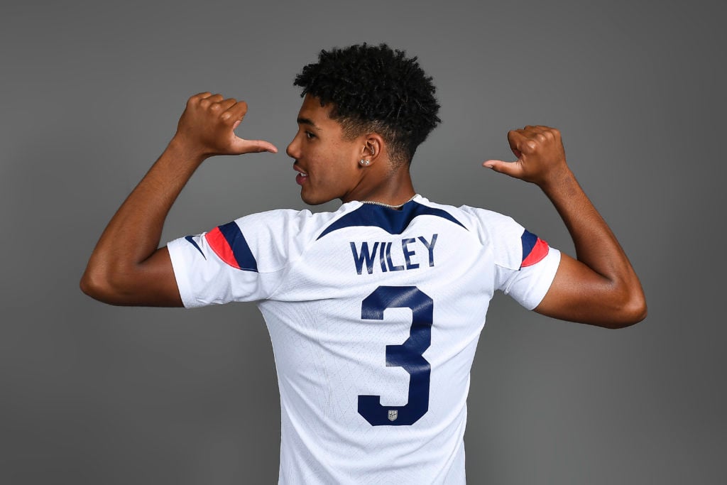 Caleb Wiley of the United States poses for a photograph during the official FIFA U-20 World Cup Argentina 2023 portrait session at Hotel Vinas del ...