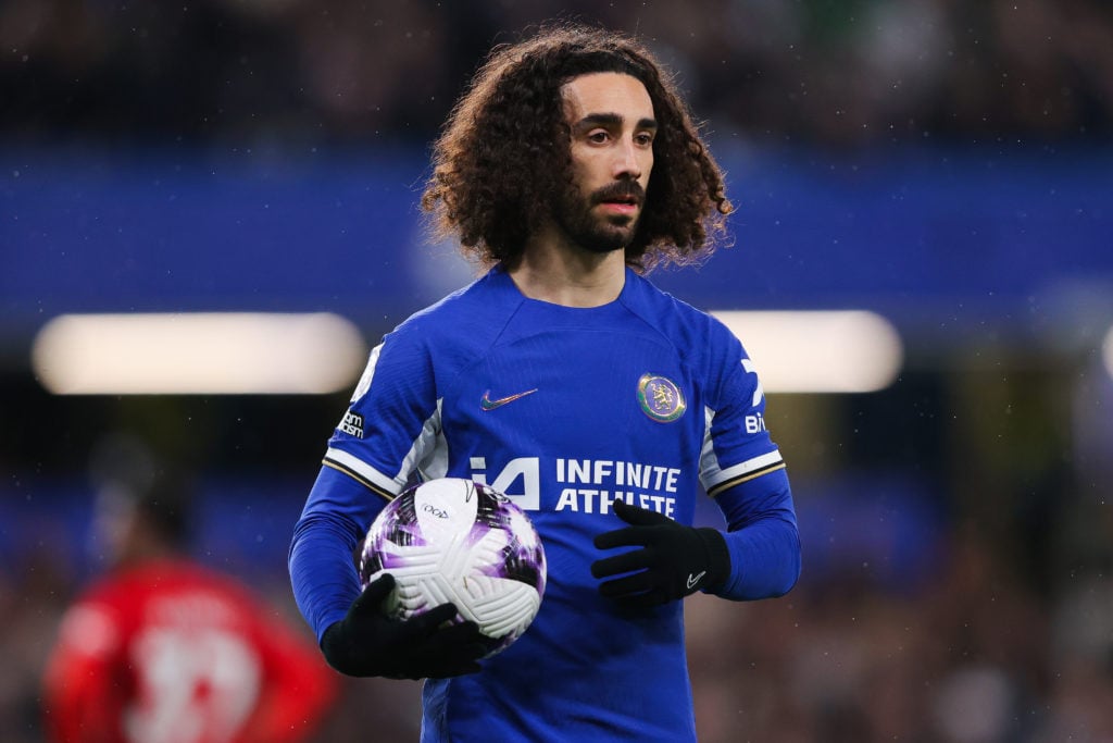 Marc Cucurella of Chelsea during the Premier League match between Chelsea FC and Manchester United at Stamford Bridge on April 04, 2024 in London, ...