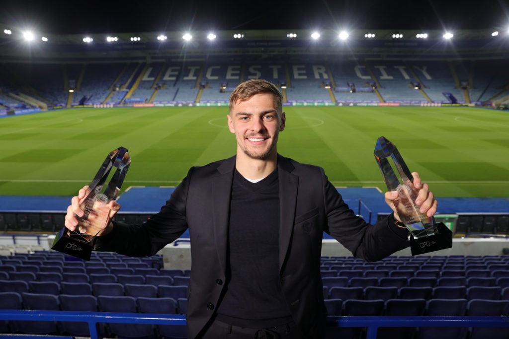 DG Legal Men's Player of the Season and Absolute Solar Limited Men's Players' Player of the Season Kiernan Dewsbury-Hall at the Leicester City End ...