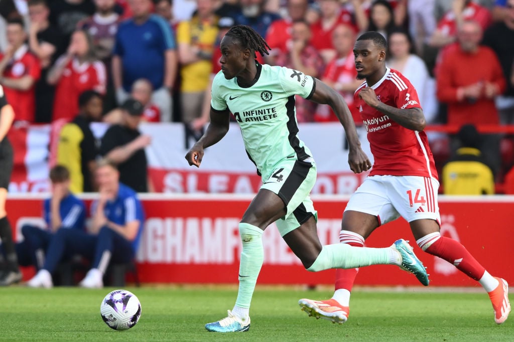 Trevoh Chalobah of Chelsea is running with the ball during the Premier League match between Nottingham Forest and Chelsea at the City Ground in Not...