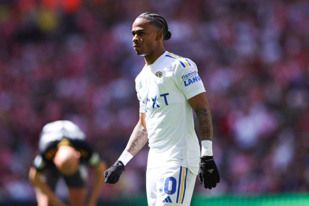 Crysencio Summerville of Leeds United during the Sky Bet Championship Play-Off Final match between Leeds United and Southampton at Wembley Stadium ...