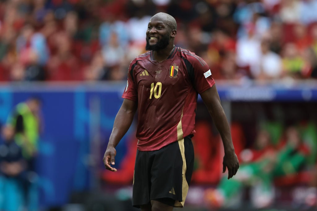 Romelu Lukaku of Belgium reacts during the UEFA EURO 2024 round of 16 between France and Belgium at Düsseldorf Arena on July 1, 2024 in Düsseldorf.