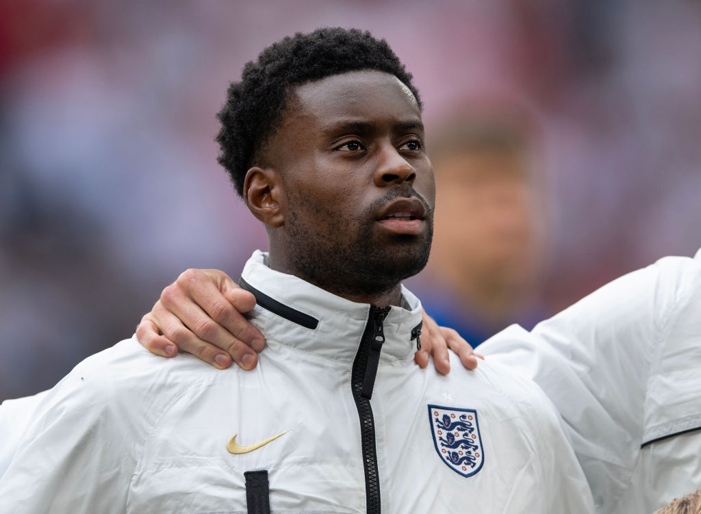 Marc Guehi of England lines up before the UEFA EURO 2024 round of 16 match between England and Slovakia at Arena AufSchalke on June 30, 2024 in Gel...