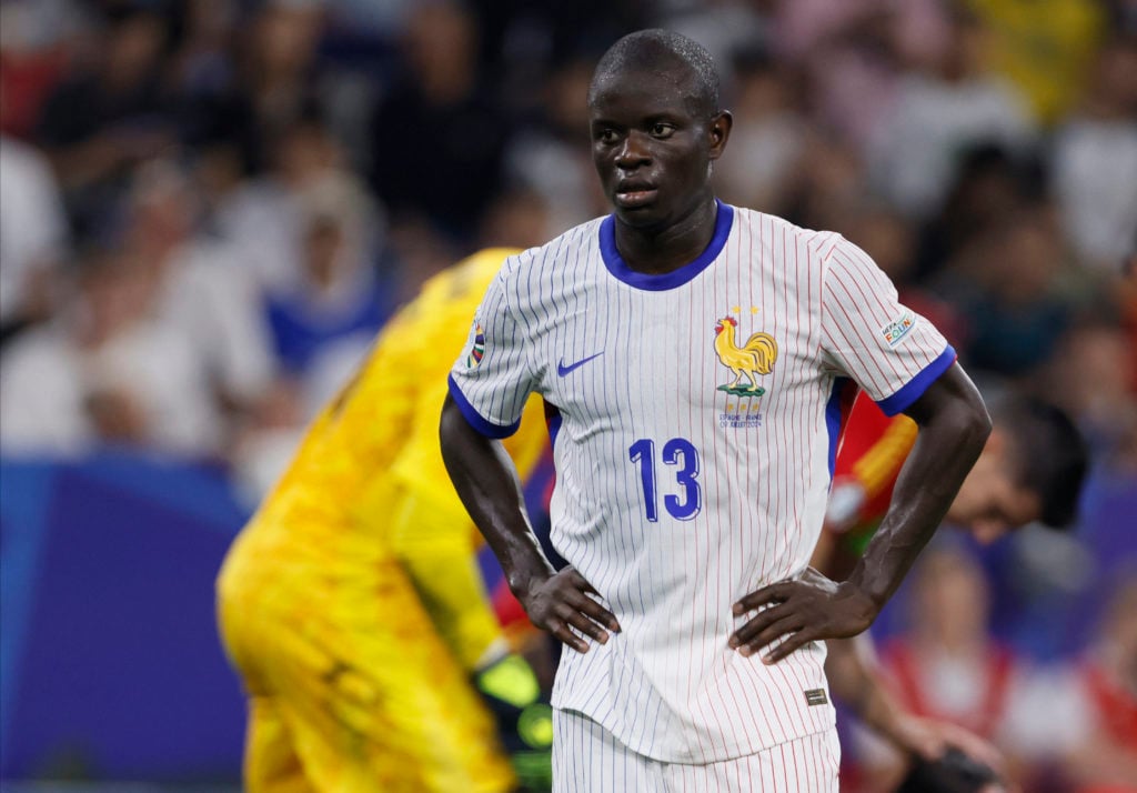 Ngolo Kante of France looks dejected during the UEFA EURO 2024 semi-final match between Spain v France at Munich Football Arena on July 9, 2024 in ...