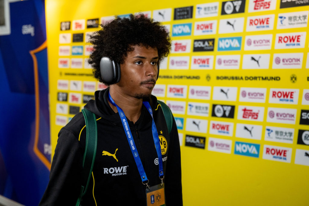 Karim Adeyemi of Borussia Dortmund prior to the pre-season friendly match between Borussia Dortmund and BG Pathum United at BG Stadium on July 21, ...