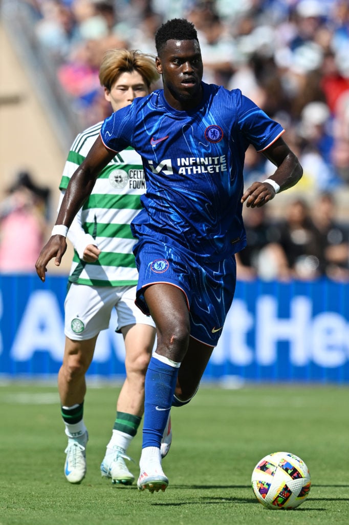 Benoit Badiashile of Chelsea takes possession of the ball during the Pre-Season Friendly match between Chelsea FC and Celtic at Notre Dame Stadium ...