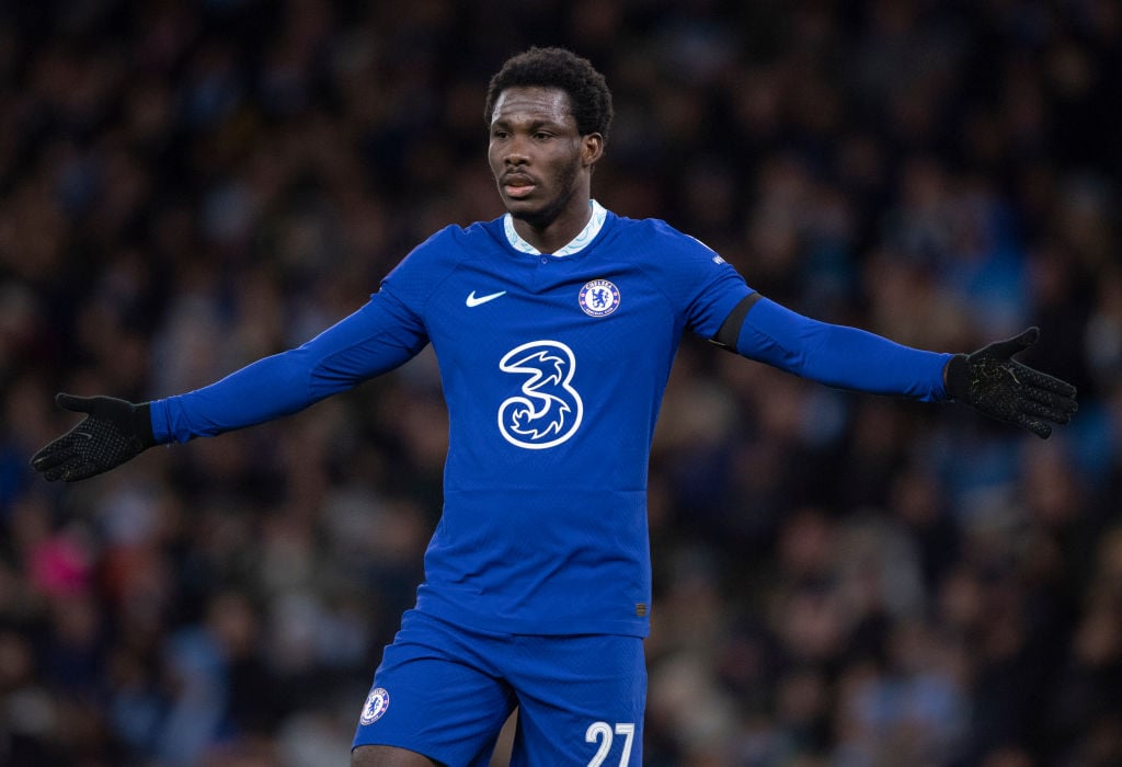 David Datro Fofana of Chelsea in action during the Emirates FA Cup Third Round match between Manchester City and Chelsea at Etihad Stadium on Janua...