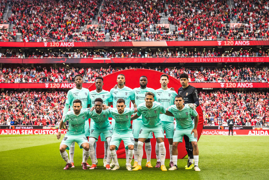 SC Braga's starting team poses for a photo during the Liga