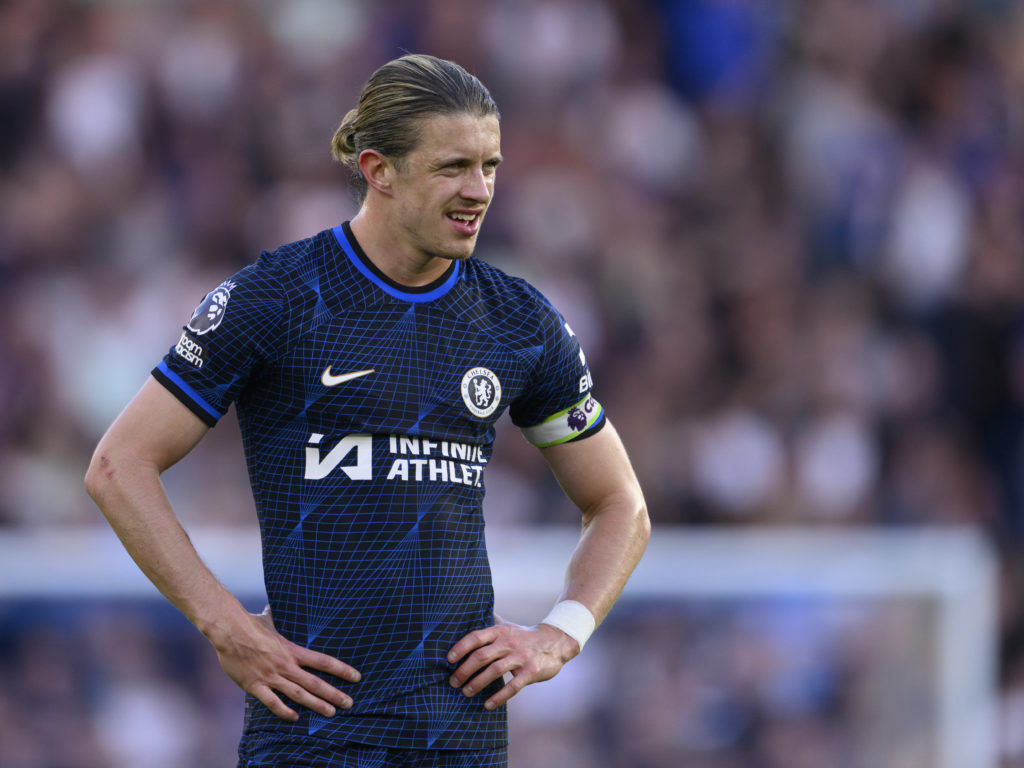 Chelsea's Conor Gallagher during the Premier League match between Brighton & Hove Albion and Chelsea FC at American Express Community Stadium o...