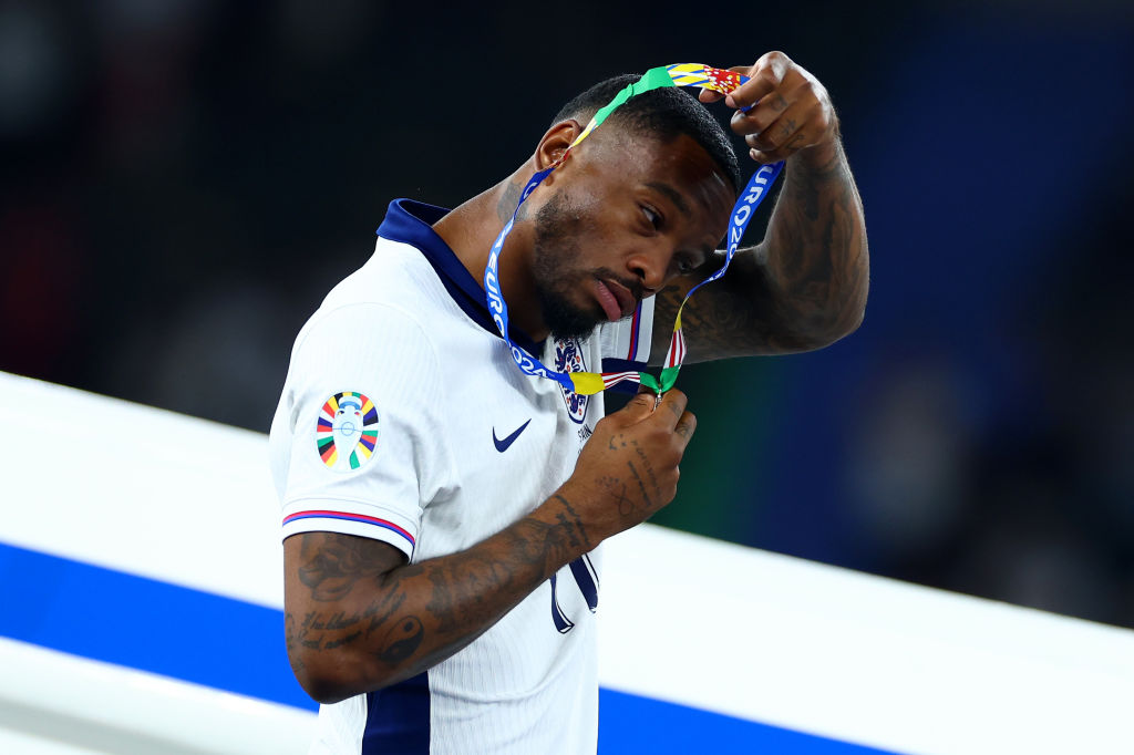 Ivan Toneyof England reacts at full-time following the UEFA EURO 2024 final match between Spain and England at Olympiastadion on July 14, 2024 in B...