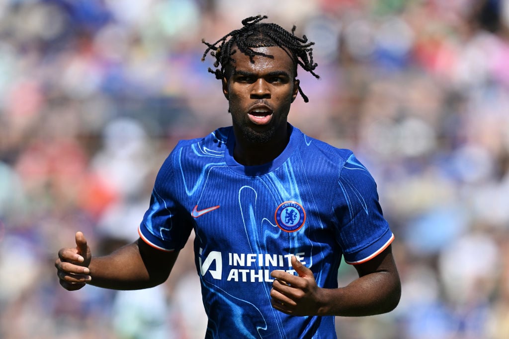 Carney Chukwuemeka of Chelsea watches on during the Pre-Season Friendly match between Chelsea FC and Celtic at Notre Dame Stadium on July 27, 2024 ...