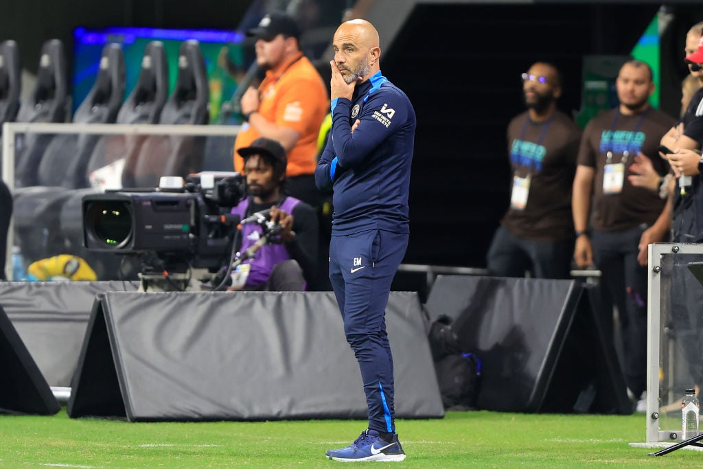 Chelsea FC head coach Enzo Maresca on the sidelines during the soccer match between Chelsea and Club America on July 31, 2024 at the Mercedes-Benz ...