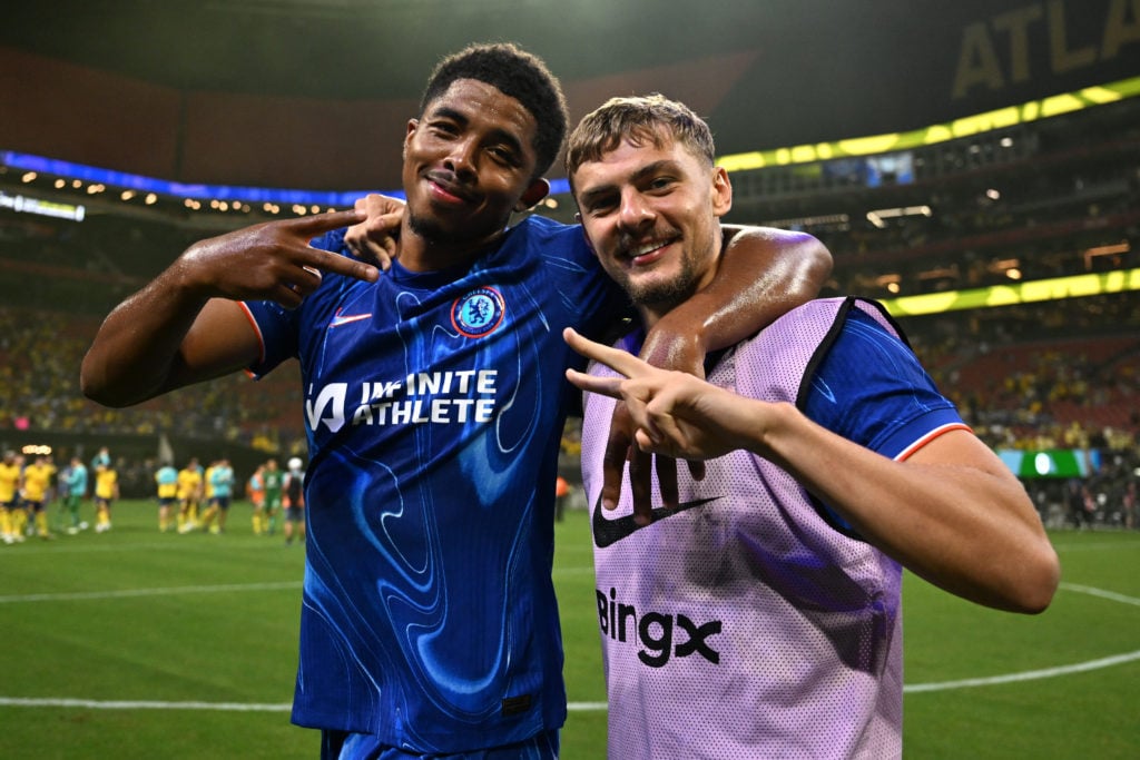 Wesley Fofana and Kiernan Dewsbury-Hall together after a Chelsea game.