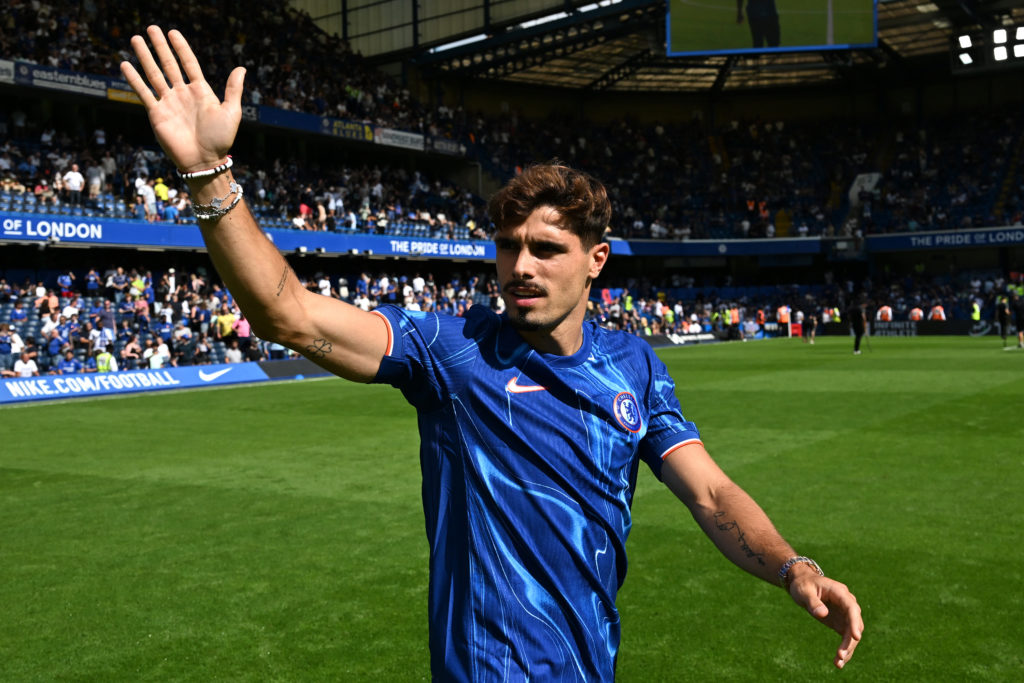 Pedro Neto of Chelsea salutes the crowd during the pre-season friendly match between Chelsea and FC Internazionale at Stamford Bridge on August 11,...