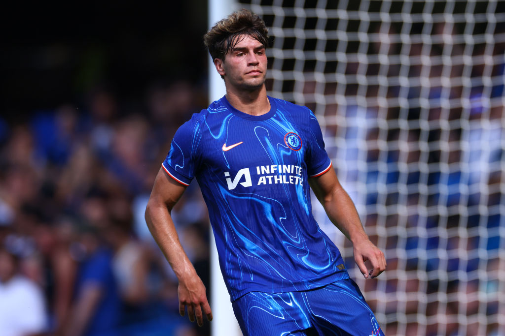 Marc Guiu of Chelsea during the Pre-Season Friendly between Chelsea and FC Internazionale at Stamford Bridge on August 11, 2024 in London, England.