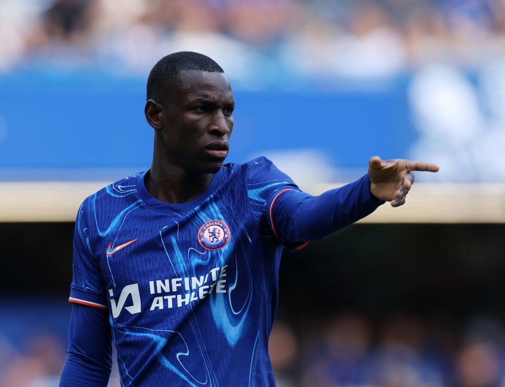Nicolas Jackson of Chelsea in action during the pre-season friendly match between Chelsea and FC Internazionale at Stamford Bridge on August 11, 20...