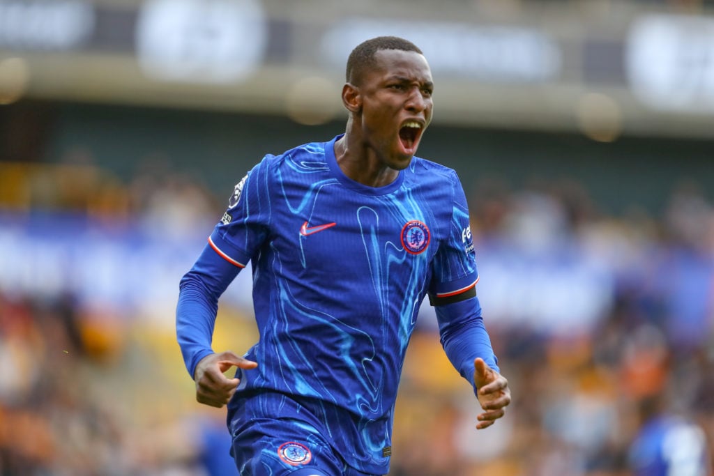 Nicolas Jackson of Chelsea celebrates his side's first goal