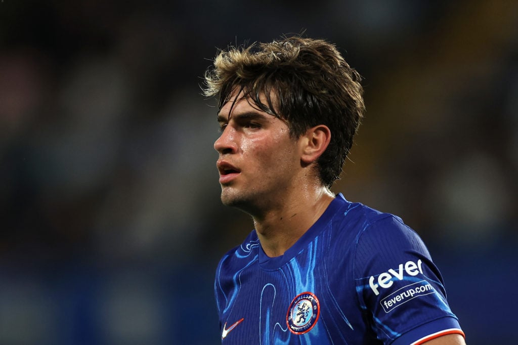 Marc Guiu playing for Chelsea against Servette in a Conference League play-off tie.