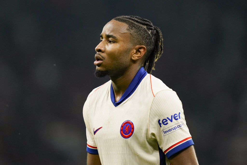 Christopher Nkunku of Chelsea looks on during the UEFA Europa Conference League Play-Offs Second Leg match between Servette FC and Chelsea FC at St...