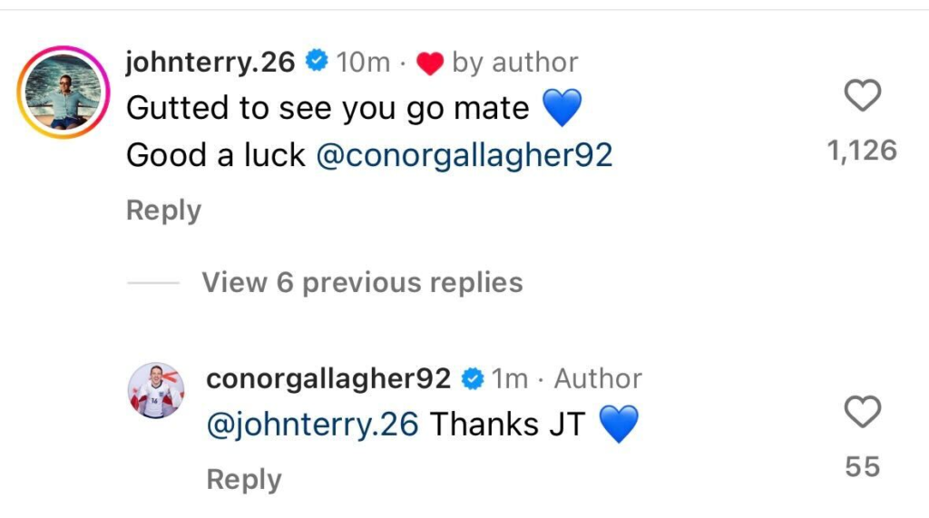 John Terry's message to Conor Gallagher after he leaves Chelsea John Terry posts message to Conor Gallagher after he leaves Chelsea to join Atletico Madrid