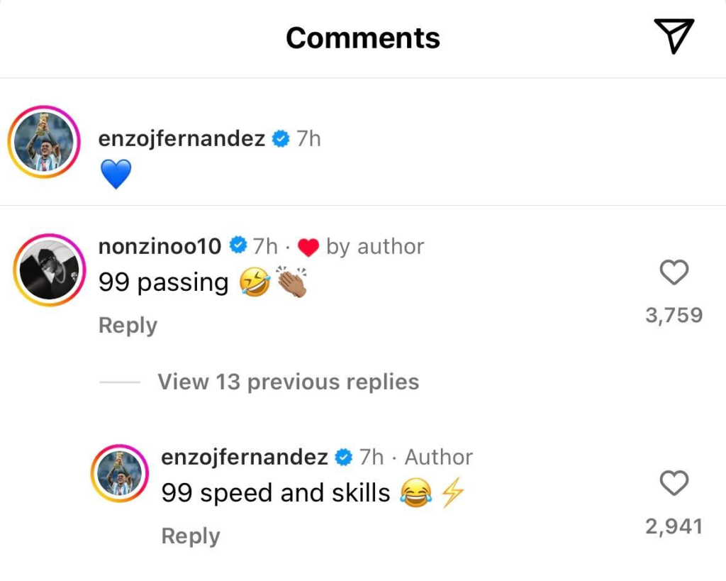 Noni Madueke responds to Enzo Fernandez on Instagram Noni Madueke responds to Enzo Fernandez on Instagram after Chelsea's win over Servette
